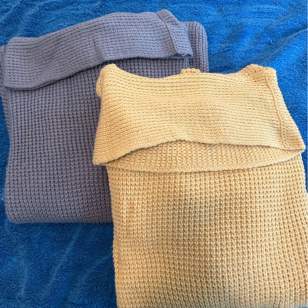 Lot of 2 JJill Ladies Mock Turtleneck Waffle Weave Sweaters Gently Used Size Lg.